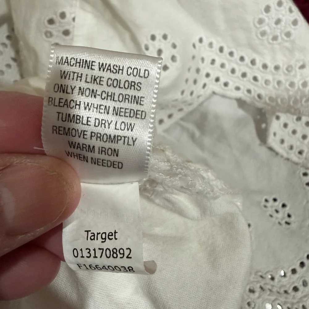 Converse One Star Womens White Eyelet Lace Smocked Empire Waist Mini Dress Medm - Picture 5 of 6
